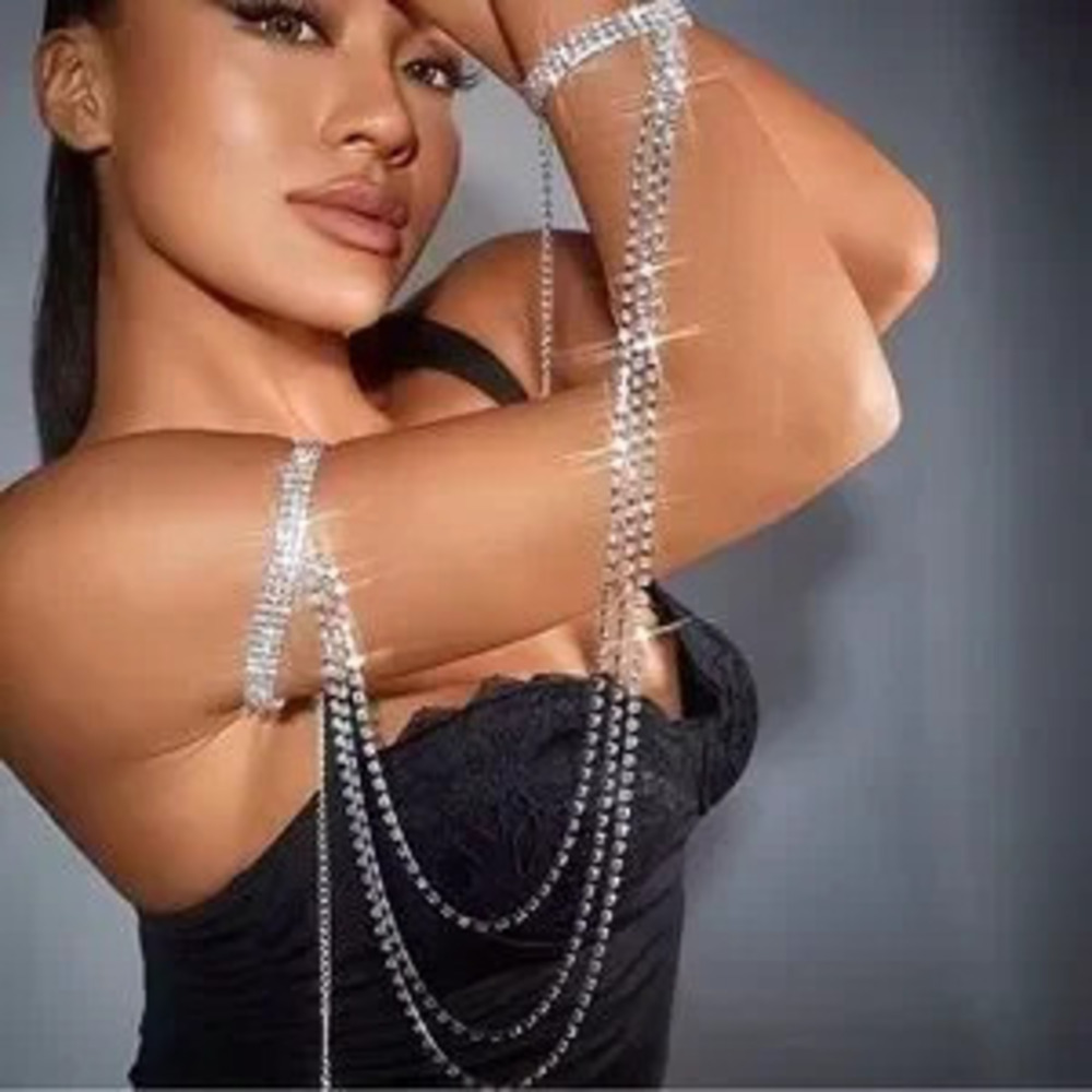 Elegant Silver Rhinestone Arm Chain